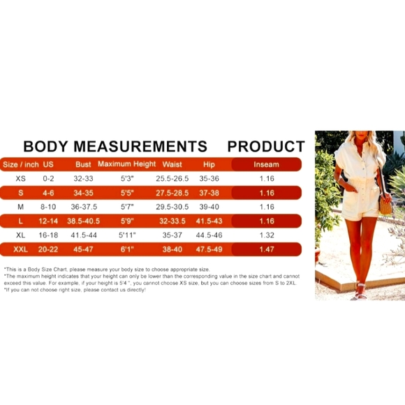 Romper elastic waist short cuffed sleeve button down w/ pockets jumpsuit M & 2xl - Picture 4 of 4